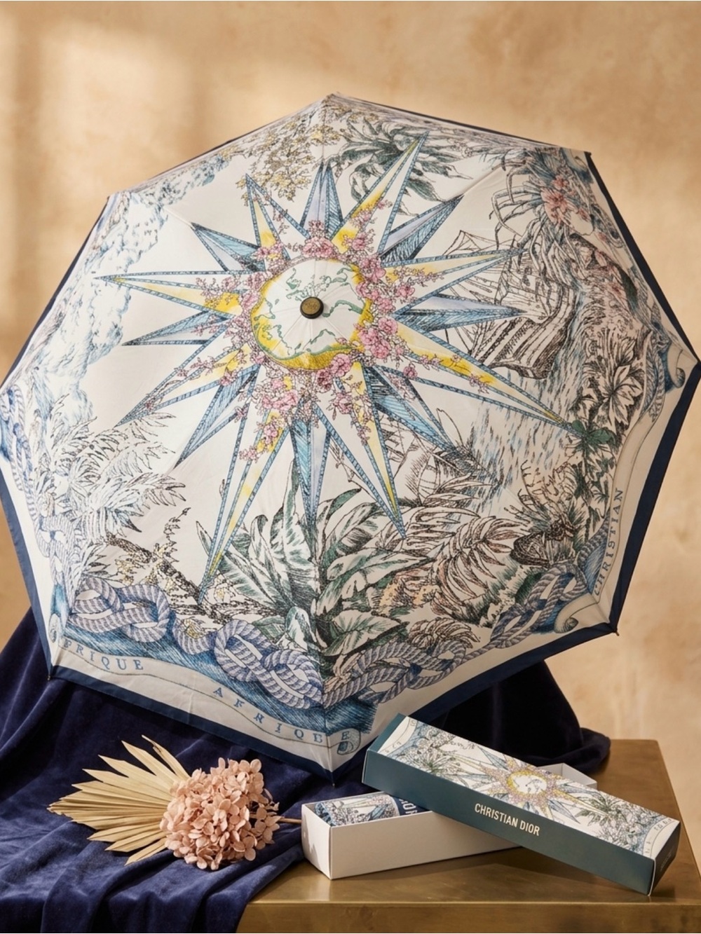 Dior Umbrella Rose de Vents Compass Rose New in box no tags slight damage of box